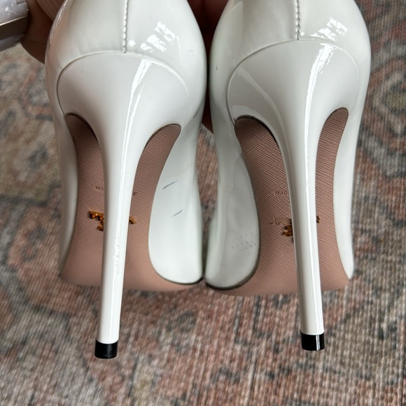 Prada Stiletto Pointed Toe Pump in White Patent Leather - Picture 8 of 9